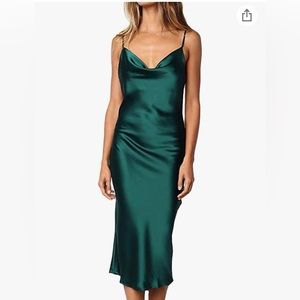 Spaghetti strap Satin Green Dress - NWOT